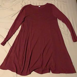 Maroon long sleeve tshirt dress